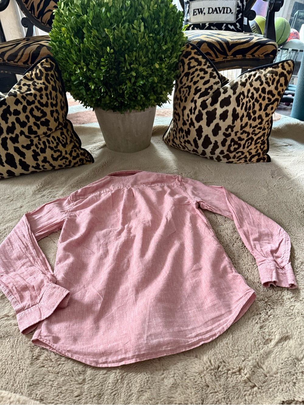 GAP Men’s XS Linen Long-Sleeve Button-Up Heathered pink/red Like new - Picture 4 of 4